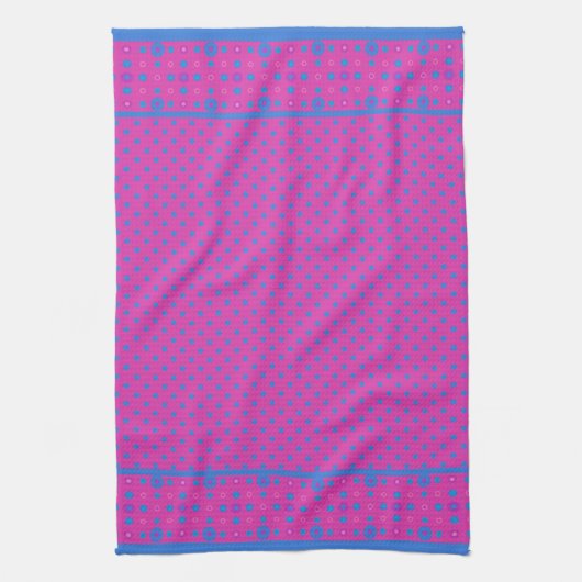 Serviette Kichen, Magenta : Points Bleus Lumineux (Vertical)