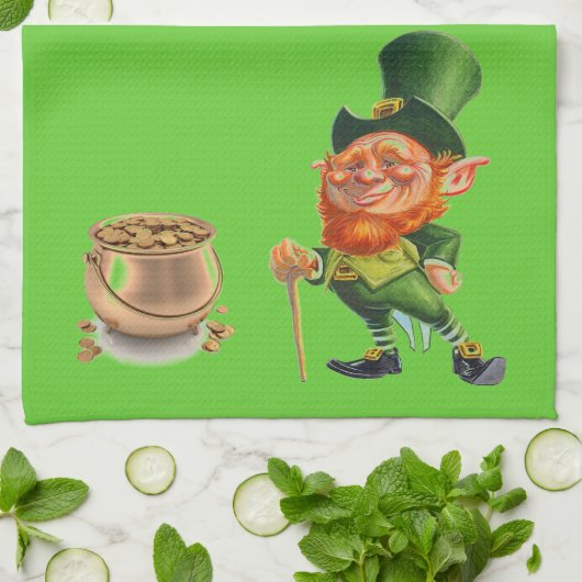 Serviette LEPRECHAUN ET POT D'OR (Plié)
