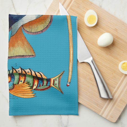 Serviette main Grande Poisson (Quart Plié)