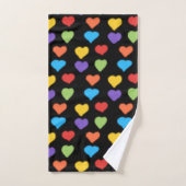 Serviette main Neon Hearts (Arc-en-ciel et Noir) (Serviette à main)