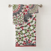 Serviette Mandala ronde motif kaléidoscope rétro (En situation)