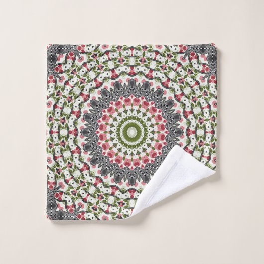 Serviette Mandala ronde motif kaléidoscope rétro (Gant de toilette)