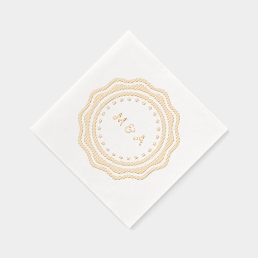 serviette mariage au monogramme doré. (Droite)