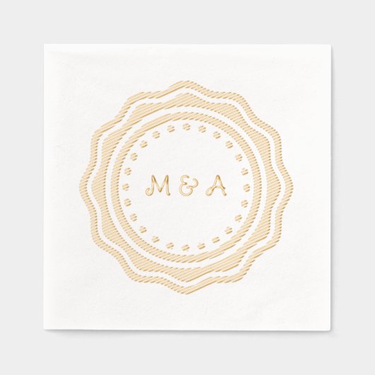 serviette mariage au monogramme doré. (Recto)
