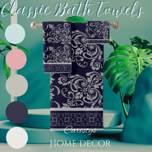 Serviette marine aux parfums gris