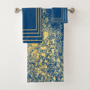 Serviette métallisée bleu or marine