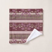 Serviette mixte en fleurs et en bandes (Gant de toilette)