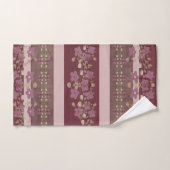Serviette mixte en fleurs et en bandes (Serviette à main)