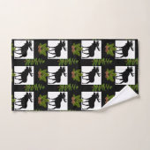 Serviette moderne à motif d'orignal noir et verdur (Serviette à main)