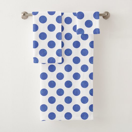 Serviette moderne Grand Polka Bleu (En situation)