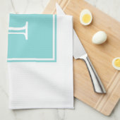Serviette Monogram Carré Turquoise (Quart Plié)