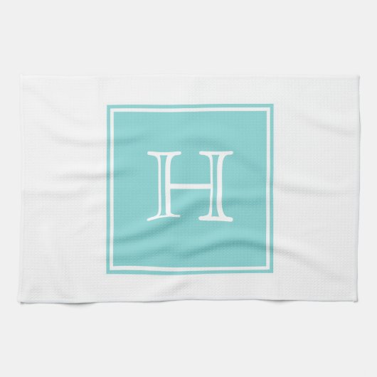 Serviette Monogram Carré Turquoise (Horizontal)