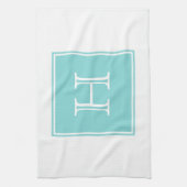 Serviette Monogram Carré Turquoise (Vertical)