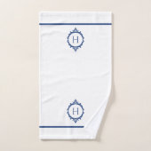 Serviette Monogramme bleu et blanc de Chelsea (Serviette à main)