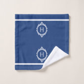 Serviette Monogramme bleu et blanc de Chelsea (Gant de toilette)