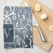 Serviette Monogramme Bleue Élégante (Quart Plié)