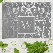 Serviette Monogramme Gris Élégante (Plié)