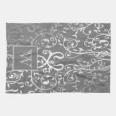 Serviette Monogramme Gris Élégante (Horizontal)