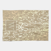 Serviette Monogramme Or Élégante (Horizontal)