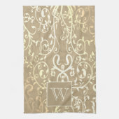 Serviette Monogramme Or Élégante (Vertical)