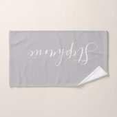 Serviette monogramme personnalisée en argent simpl (Serviette à main)