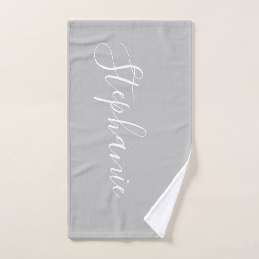 Serviette monogramme personnalisée en argent simpl (Serviette à main)
