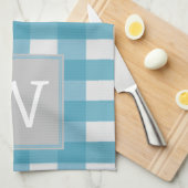 Serviette Monogramme Plaid Buffalo Bleu (Quart Plié)