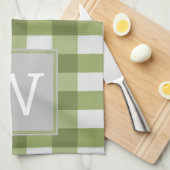 Serviette Monogramme Plaid Buffalo Vert (Quart Plié)