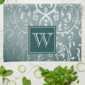 Serviette Monogramme turquoise et élégante (Plié)