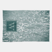 Serviette Monogramme turquoise et élégante (Horizontal)