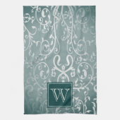 Serviette Monogramme turquoise et élégante (Vertical)