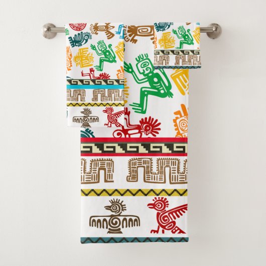 Serviette Motif Aztèque colorée (En situation)