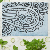 Serviette Motif Mehndi Bleu (Plié)
