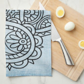 Serviette Motif Mehndi Bleu (Quart Plié)