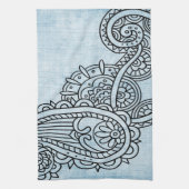 Serviette Motif Mehndi Bleu (Vertical)