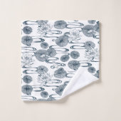 Serviette nénuphar en étang blanc et bleu foncé (Gant de toilette)