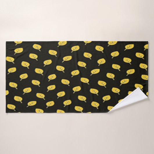 Serviette noir et jaune doré (Serviette de bain)