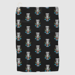 Serviette noire de golf de disque avec le panier