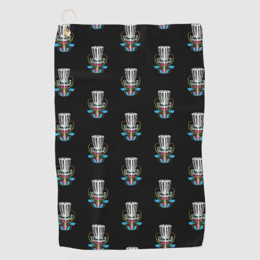 Serviette noire de golf de disque avec le panier (Devant)