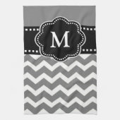 Serviette noire grise de monogramme de Chevron (Vertical)