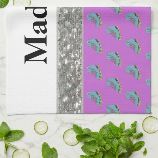 Serviette nommée faite sur commande de chiffon de (Plié)