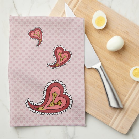 Serviette Paisley Heart Hand (Quart Plié)