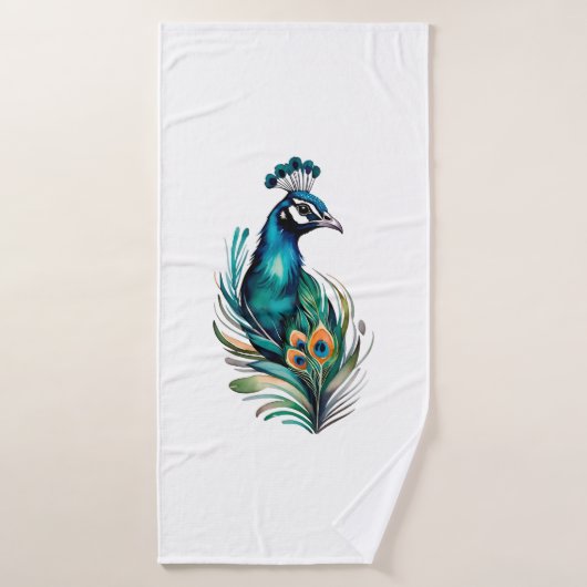 serviette paon (Serviette de bain)