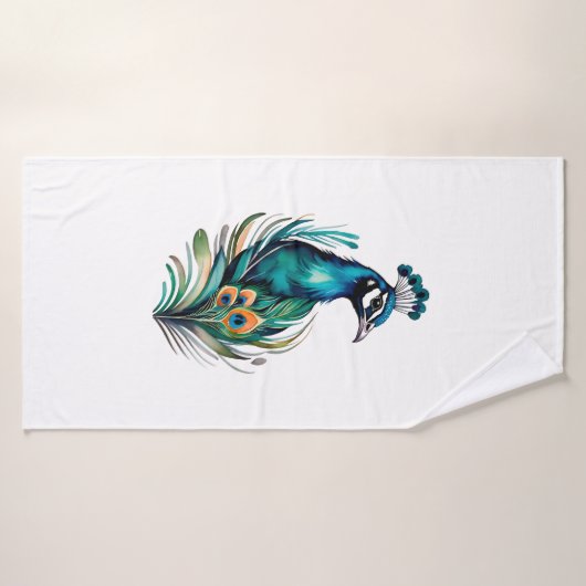 serviette paon (Serviette de bain)