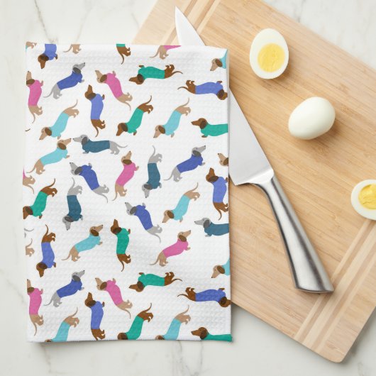 Serviette Pastel Dachshund Plat (Quart Plié)