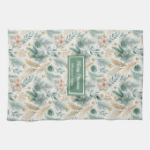 Serviette Pastel Vert et Or Luxe Accent de Fête (Horizontal)