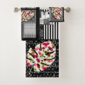 Serviette patchwork Abstraite courtepointe rétro (En situation)