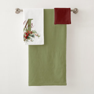 Serviette personnalisée avec houx et baies