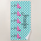 Serviette personnalisée de Flamant rose et de (Devant)