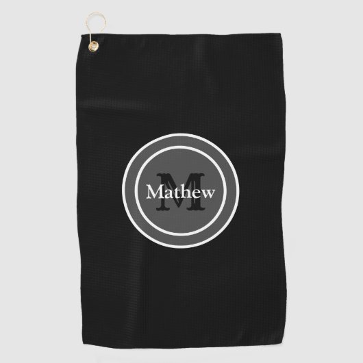Serviette personnalisée de golf de noir de (Devant)